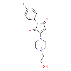 ChemSpider 2D Image | 4-[1-(4-Fluorophenyl)-2,5-dioxo-2,5-dihydro-1H-pyrrol-3-yl]-1-(2-hydroxyethyl)piperazin-1-ium | C16H19FN3O3