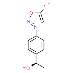 ChemSpider 2D Image | 3-{4-[(1R)-1-Hydroxyethyl]phenyl}-1,2,3-oxadiazol-3-ium-5-olate | C10H10N2O3