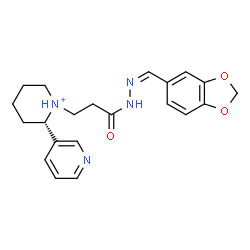 ChemSpider 2D Image | (2S)-1-{3-[(2Z)-2-(1,3-Benzodioxol-5-ylmethylene)hydrazino]-3-oxopropyl}-2-(3-pyridinyl)piperidinium | C21H25N4O3