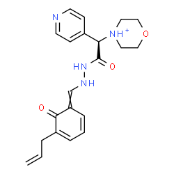 ChemSpider 2D Image | 4-[(1R)-2-{2-[(5-Allyl-6-oxo-2,4-cyclohexadien-1-ylidene)methyl]hydrazino}-2-oxo-1-(4-pyridinyl)ethyl]morpholin-4-ium | C21H25N4O3