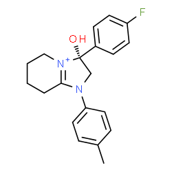 ChemSpider 2D Image | (3R)-3-(4-Fluorophenyl)-3-hydroxy-1-(4-methylphenyl)-2,3,5,6,7,8-hexahydro-1H-imidazo[1,2-a]pyridin-4-ium | C20H22FN2O