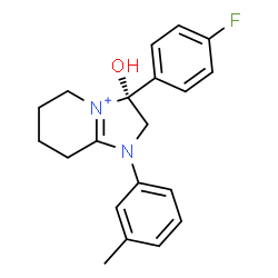 ChemSpider 2D Image | (3R)-3-(4-Fluorophenyl)-3-hydroxy-1-(3-methylphenyl)-2,3,5,6,7,8-hexahydro-1H-imidazo[1,2-a]pyridin-4-ium | C20H22FN2O
