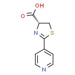 ChemSpider 2D Image | (4R)-2-(4-Pyridinyl)-4,5-dihydro-1,3-thiazole-4-carboxylic acid | C9H8N2O2S