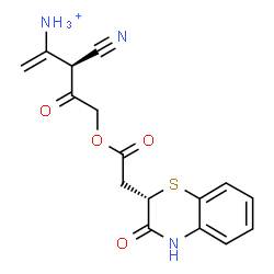 ChemSpider 2D Image | (3S)-3-Cyano-4-oxo-5-{2-[(2S)-3-oxo-3,4-dihydro-2H-1,4-benzothiazin-2-yl]acetoxy}-1-penten-2-aminium | C16H16N3O4S