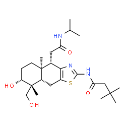 ChemSpider 2D Image | N-{(4S,4aR,7R,8R,8aS)-7-Hydroxy-8-(hydroxymethyl)-4-[2-(isopropylamino)-2-oxoethyl]-4a,8-dimethyl-4,4a,5,6,7,8,8a,9-octahydronaphtho[2,3-d][1,3]thiazol-2-yl}-3,3-dimethylbutanamide | C25H41N3O4S
