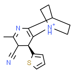 ChemSpider 2D Image | (3S)-4-Cyano-5-methyl-3-(2-thienyl)-6-aza-1-azoniatricyclo[6.2.2.0~2,7~]dodeca-2(7),5-diene | C16H18N3S