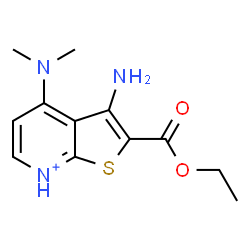 ChemSpider 2D Image | 3-Amino-4-(dimethylamino)-2-(ethoxycarbonyl)thieno[2,3-b]pyridin-7-ium | C12H16N3O2S