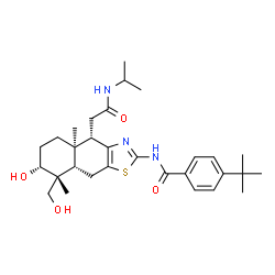 ChemSpider 2D Image | N-{(4S,4aR,7R,8R,8aS)-7-Hydroxy-8-(hydroxymethyl)-4-[2-(isopropylamino)-2-oxoethyl]-4a,8-dimethyl-4,4a,5,6,7,8,8a,9-octahydronaphtho[2,3-d][1,3]thiazol-2-yl}-4-(2-methyl-2-propanyl)benzamide | C30H43N3O4S