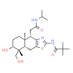 ChemSpider 2D Image | N-{(4S,4aR,7R,8R,8aS)-7-Hydroxy-8-(hydroxymethyl)-4-[2-(isopropylamino)-2-oxoethyl]-4a,8-dimethyl-4,4a,5,6,7,8,8a,9-octahydronaphtho[2,3-d][1,3]thiazol-2-yl}-2,2-dimethylpropanamide | C24H39N3O4S