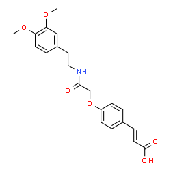 ChemSpider 2D Image | (2E)-3-[4-(2-{[2-(3,4-Dimethoxyphenyl)ethyl]amino}-2-oxoethoxy)phenyl]acrylic acid | C21H23NO6