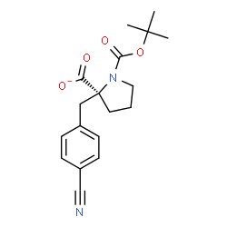 ChemSpider 2D Image | (2S)-2-(4-Cyanobenzyl)-1-{[(2-methyl-2-propanyl)oxy]carbonyl}-2-pyrrolidinecarboxylate | C18H21N2O4
