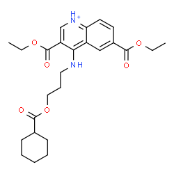 ChemSpider 2D Image | 4-({3-[(Cyclohexylcarbonyl)oxy]propyl}amino)-3,6-bis(ethoxycarbonyl)quinolinium | C25H33N2O6