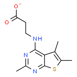 ChemSpider 2D Image | 3-[(2,5,6-Trimethylthieno[2,3-d]pyrimidin-4-yl)amino]propanoate | C12H14N3O2S