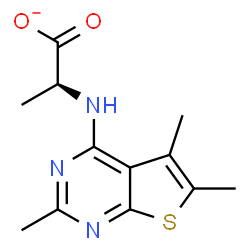 ChemSpider 2D Image | (2S)-2-[(2,5,6-Trimethylthieno[2,3-d]pyrimidin-4-yl)amino]propanoate | C12H14N3O2S