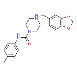 ChemSpider 2D Image | 1-(1,3-Benzodioxol-5-ylmethyl)-4-[(4-methylphenyl)carbamoyl]piperazin-1-ium | C20H24N3O3