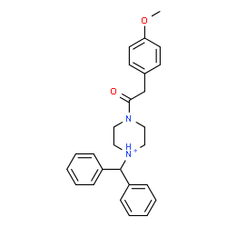 ChemSpider 2D Image | 1-(Diphenylmethyl)-4-[(4-methoxyphenyl)acetyl]piperazin-1-ium | C26H29N2O2