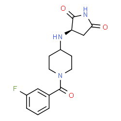 ChemSpider 2D Image | (3R)-3-{[1-(3-Fluorobenzoyl)-4-piperidinyl]amino}-2,5-pyrrolidinedione | C16H18FN3O3