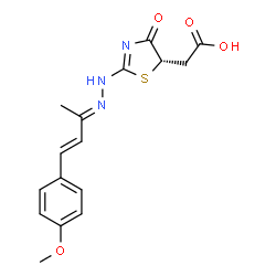 ChemSpider 2D Image | [(5S)-2-{(2E)-2-[(3E)-4-(4-Methoxyphenyl)-3-buten-2-ylidene]hydrazino}-4-oxo-4,5-dihydro-1,3-thiazol-5-yl]acetic acid | C16H17N3O4S