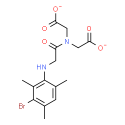 ChemSpider 2D Image | 2,2'-{[N-(3-Bromo-2,4,6-trimethylphenyl)glycyl]imino}diacetate | C15H17BrN2O5
