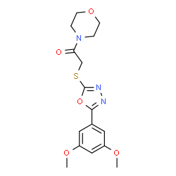 ChemSpider 2D Image | 2-[5-(3,5-Dimethoxy-phenyl)-[1,3,4]oxadiazol-2-ylsulfanyl]-1-morpholin-4-yl-ethanone | C16H19N3O5S