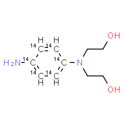 ChemSpider 2D Image | 2,2'-{[4-Amino(~14~C_6_)phenyl]imino}diethanol | C414C6H16N2O2