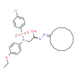 ChemSpider 2D Image | 2-{[(4-Chlorophenyl)sulfonyl](4-ethoxyphenyl)amino}-N-cyclododecylideneethanehydrazonic acid | C28H38ClN3O4S