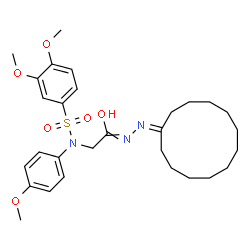 ChemSpider 2D Image | N-Cyclododecylidene-2-{[(3,4-dimethoxyphenyl)sulfonyl](4-methoxyphenyl)amino}ethanehydrazonic acid | C29H41N3O6S