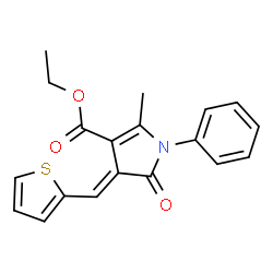ChemSpider 2D Image | Ethyl (4E)-2-methyl-5-oxo-1-phenyl-4-(2-thienylmethylene)-4,5-dihydro-1H-pyrrole-3-carboxylate | C19H17NO3S