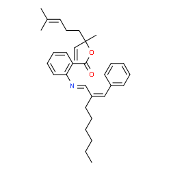 ChemSpider 2D Image | 3,7-Dimethyl-1,6-octadien-3-yl 2-{(E)-[(2Z)-2-benzylideneoctylidene]amino}benzoate | C32H41NO2