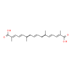 ChemSpider 2D Image | (2E,4E,8E,12E,14E)-2,6,11,15-Tetramethyl-2,4,6,8,10,12,14-hexadecaheptaenedioic acid | C20H24O4