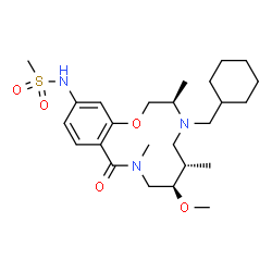 ChemSpider 2D Image | N-[(5R,6S,9R)-8-(cyclohexylmethyl)-5-methoxy-3,6,9-trimethyl-2-oxo-11-oxa-3,8-diazabicyclo[10.4.0]hexadeca-1(12),13,15-trien-14-yl]methanesulfonamide | C25H41N3O5S