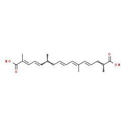ChemSpider 2D Image | (2E,4E,6E,8E,10E,12E,14E)-2,6,11,15-Tetramethyl-2,4,6,8,10,12,14-hexadecaheptaenedioic acid | C20H24O4