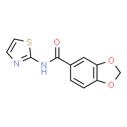 ChemSpider 2D Image | N-(1,3-Thiazol-2-yl)-1,3-benzodioxole-5-carboxamide | C11H8N2O3S