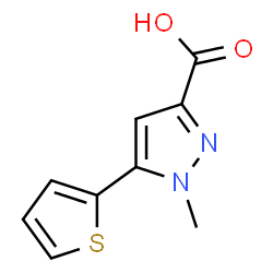 ChemSpider 2D Image | 1-methyl-5-thien-2-yl-1H-pyrazole-3-carboxylic acid | C9H8N2O2S
