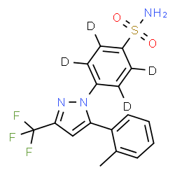 ChemSpider 2D Image | 4-[5-(2-Methylphenyl)-3-(trifluoromethyl)-1H-pyrazol-1-yl](~2~H_4_)benzenesulfonamide | C17H10D4F3N3O2S