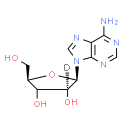 ChemSpider 2D Image | 9-[(3xi)-beta-D-(C~2~-~2~H)-threo-Pentofuranosyl]-9H-purin-6-amine | C10H12DN5O4