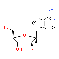 ChemSpider 2D Image | 9-[(3xi)-beta-D-(1-~2~H)-threo-Pentofuranosyl]-9H-purin-6-amine | C10H12DN5O4