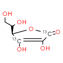 ChemSpider 2D Image | (5R)-5-[(1S)-1,2-Dihydroxyethyl]-3,4-dihydroxy-2(5H)-(2,4-~13~C_2_)furanone (non-preferred name) | C413C2H8O6