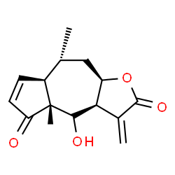ChemSpider 2D Image | (3aS,4S,4aR,7aR,8R,9aR)-4-Hydroxy-4a,8-dimethyl-3-methylene-3,3a,4,4a,7a,8,9,9a-octahydroazuleno[6,5-b]furan-2,5-dione | C15H18O4