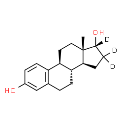 ChemSpider 2D Image | (17alpha)-(16,16,17-~2~H_3_)Estra-1,3,5(10)-triene-3,17-diol | C18H21D3O2