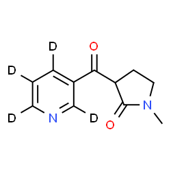 ChemSpider 2D Image | 1-Methyl-3-[(~2~H_4_)-3-pyridinylcarbonyl]-2-pyrrolidinone | C11H8D4N2O2