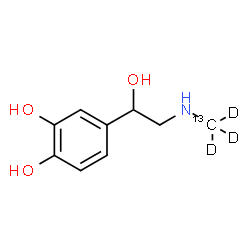 ChemSpider 2D Image | 4-{1-Hydroxy-2-[(~13~C,~2~H_3_)methylamino]ethyl}-1,2-benzenediol | C813CH10D3NO3