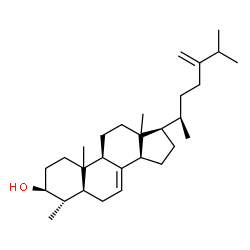 ChemSpider 2D Image | (3beta,4alpha,5alpha,10xi,13xi)-4-Methylergosta-7,24(28)-dien-3-ol | C29H48O
