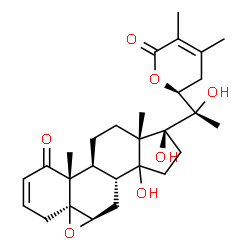 ChemSpider 2D Image | (5beta,6beta,14xi,17alpha,22S)-14,17,20-Trihydroxy-5,6:22,26-diepoxyergosta-2,24-diene-1,26-dione | C28H38O7
