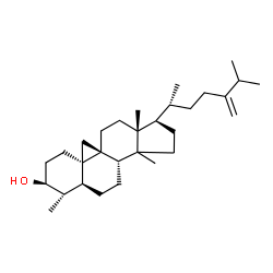 ChemSpider 2D Image | (3beta,4alpha,5alpha,9beta,14xi)-4,14-Dimethyl-9,19-cycloergost-24(28)-en-3-ol | C30H50O