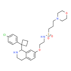 ChemSpider 2D Image | N-[2-({1-[1-(4-Chlorophenyl)cyclobutyl]-1,2,3,4-tetrahydro-7-isoquinolinyl}oxy)ethyl]-3-(4-morpholinyl)-1-propanesulfonamide | C28H38ClN3O4S