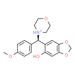ChemSpider 2D Image | 4-[(R)-(6-Hydroxy-1,3-benzodioxol-5-yl)(4-methoxyphenyl)methyl]morpholin-4-ium | C19H22NO5