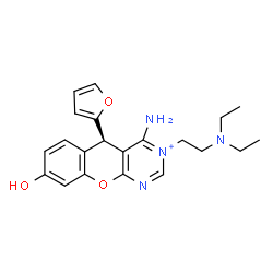 ChemSpider 2D Image | (5R)-4-Amino-3-[2-(diethylamino)ethyl]-5-(2-furyl)-8-hydroxy-5H-chromeno[2,3-d]pyrimidin-3-ium | C21H25N4O3