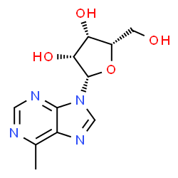 ChemSpider 2D Image | 9-(beta-L-Lyxofuranosyl)-6-methyl-9H-purine | C11H14N4O4
