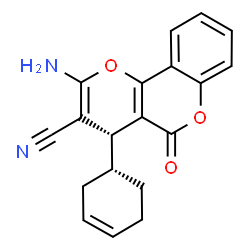 ChemSpider 2D Image | (4R)-2-Amino-4-[(1R)-3-cyclohexen-1-yl]-5-oxo-4H,5H-pyrano[3,2-c]chromene-3-carbonitrile | C19H16N2O3